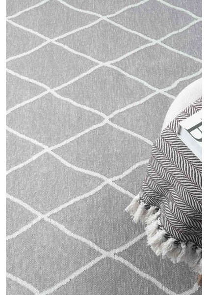Nova Gri Kaymaz Taban Makinede Yıkanabilir Kilim Balkon Mutfak Halısı Nv051 80 x 150