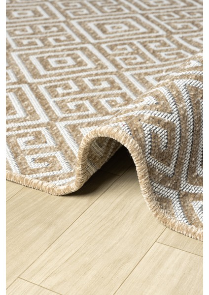 Ipar Bej Çift Taraflı Dokuma Kilim Balkon Mutfak Oturma Odası Halısı Ip0036 80 x 150