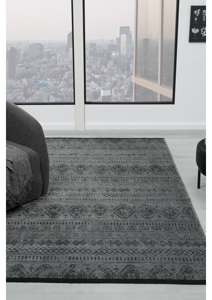 Eko Antrasit Kaymaz Taban Kilim Balkon Mutfak Oturma Odası Halısı Yoluk Eko346 120 x 180