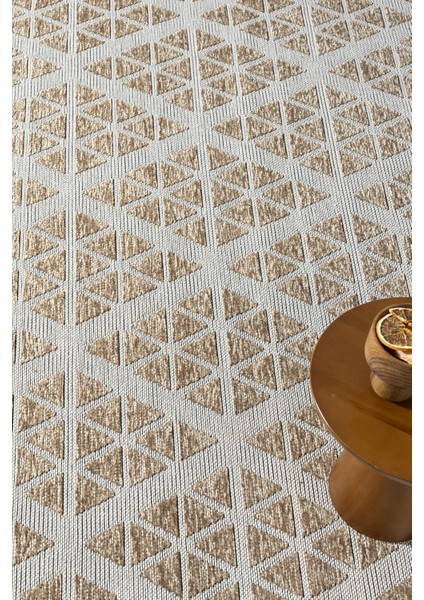 Ipar Bej Çift Taraflı Dokuma Kilim Balkon Mutfak Oturma Odası Halısı Ip0048 80 x 150