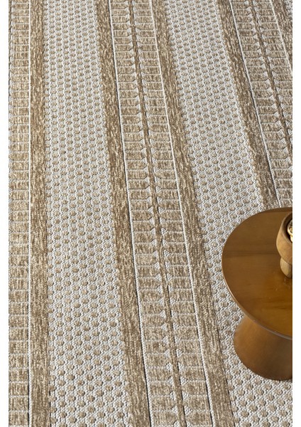 Ipar Bej Çift Taraflı Dokuma Kilim Balkon Mutfak Oturma Odası Halısı Ip0045 80 x 300