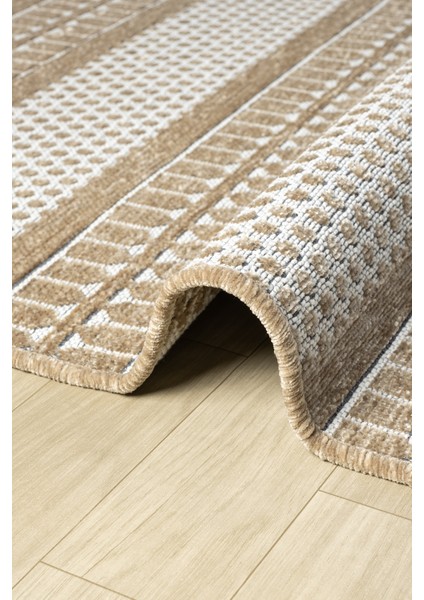 Ipar Bej Çift Taraflı Dokuma Kilim Balkon Mutfak Oturma Odası Halısı Ip0045 80 x 300