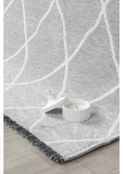 Nova Gri Kaymaz Taban Makinede Yıkanabilir Kilim Balkon Mutfak Halısı Nv051 100 x 300