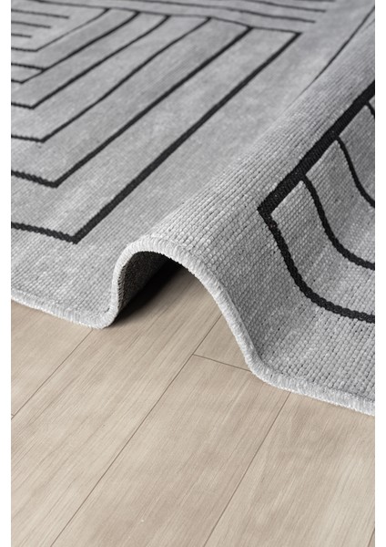 Eko Gri Kaymaz Taban Kilim Balkon Mutfak Oturma Odası Halısı Yoluk Eko339 100 x 200