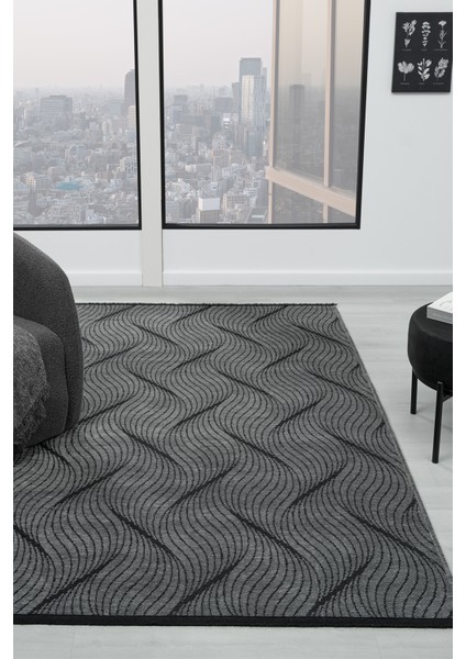 Eko Antrasit Kaymaz Taban Kilim Balkon Mutfak Oturma Odası Halısı Yoluk Eko345 160 x 230