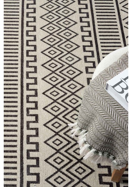 Nova Kemik Antrasit Kaymaz Taban Makinede Yıkanabilir Kilim Balkon Mutfak Halısı Nv012 80 x 150