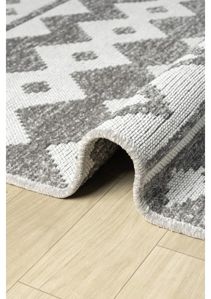 Ipar Gri Çift Taraflı Dokuma Kilim Balkon Mutfak Oturma Odası Halısı Ip0032 80 x 150
