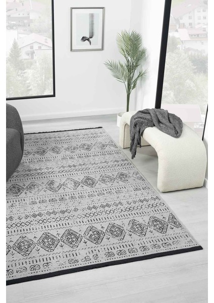 Eko Gri Kaymaz Taban Kilim Balkon Mutfak Oturma Odası Halısı Yoluk Eko338 80 x 150