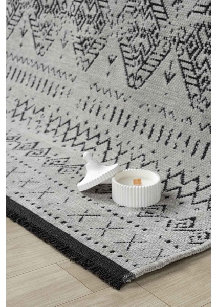 Eko Gri Kaymaz Taban Kilim Balkon Mutfak Oturma Odası Halısı Yoluk Eko338 80 x 150