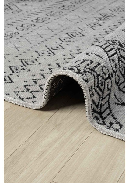 Eko Gri Kaymaz Taban Kilim Balkon Mutfak Oturma Odası Halısı Yoluk Eko338 80 x 150