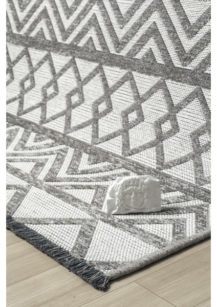 Ipar Gri Çift Taraflı Dokuma Kilim Balkon Mutfak Oturma Odası Halısı Ip0041 160 x 230 modelleri