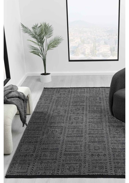 Eko Antrasit Kaymaz Taban Kilim Balkon Mutfak Oturma Odası Halısı Yoluk Eko344 100 x 200