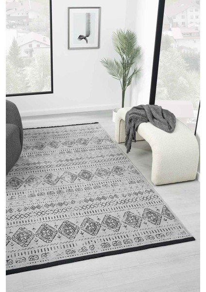 Eko Gri Kaymaz Taban Kilim Balkon Mutfak Oturma Odası Halısı Yoluk Eko338 120 x 180