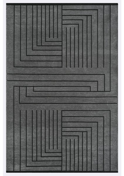 Eko Antrasit Kaymaz Taban Kilim Balkon Mutfak Oturma Odası Halısı Yoluk Eko347 120 x 180