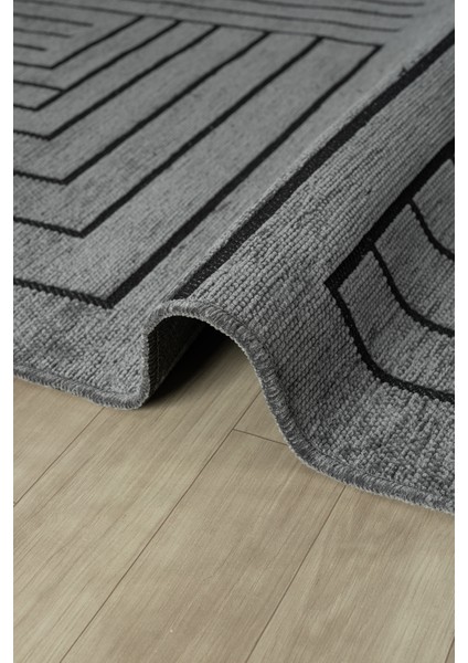 Eko Antrasit Kaymaz Taban Kilim Balkon Mutfak Oturma Odası Halısı Yoluk Eko347 120 x 180