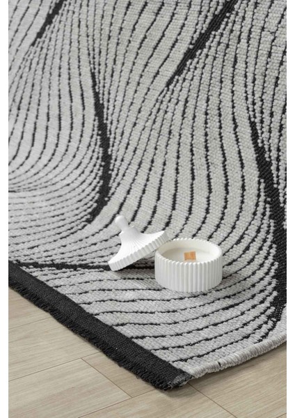 Eko Gri Kaymaz Taban Kilim Balkon Mutfak Oturma Odası Halısı Yoluk Eko337 80 x 150