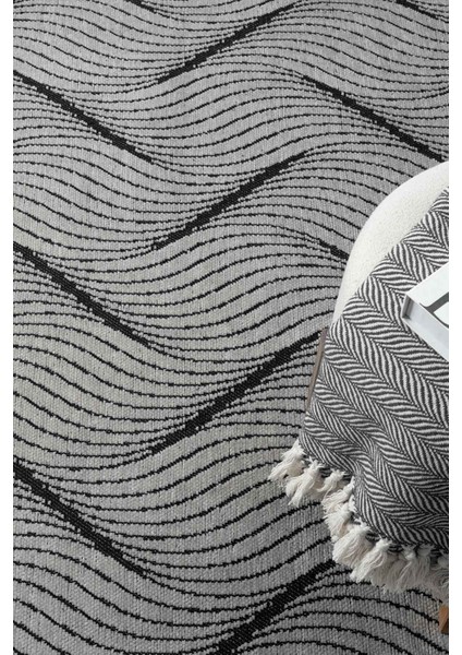 Eko Gri Kaymaz Taban Kilim Balkon Mutfak Oturma Odası Halısı Yoluk Eko337 80 x 150