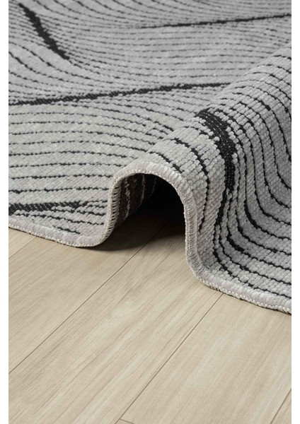 Eko Gri Kaymaz Taban Kilim Balkon Mutfak Oturma Odası Halısı Yoluk Eko337 80 x 150