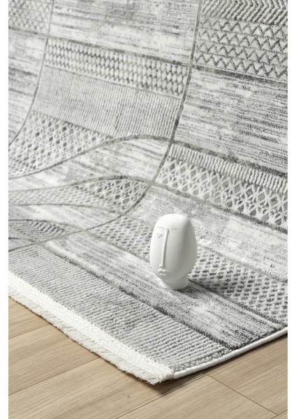 Hermes Krem Gri Salon Oturma Odası Çocuk Odası Yatak Odası Halısı Hm6015 100 x 200