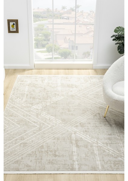 Hermes Krem Bej Salon Oturma Odası Çocuk Odası Yatak Odası Halısı Hm6016 100 x 200