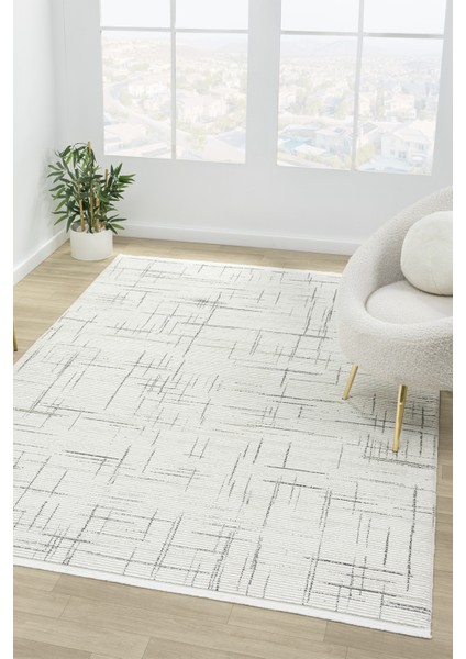 Touch Beyaz Gri Salon Oturma Odası Çocuk Odası Yatak Odası Halısı To361 80 x 150