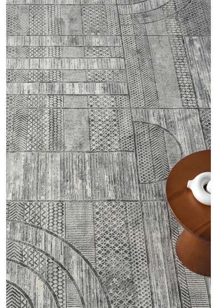 Hermes Krem Gri Salon Oturma Odası Çocuk Odası Yatak Odası Halısı Hm6015 100 x 200
