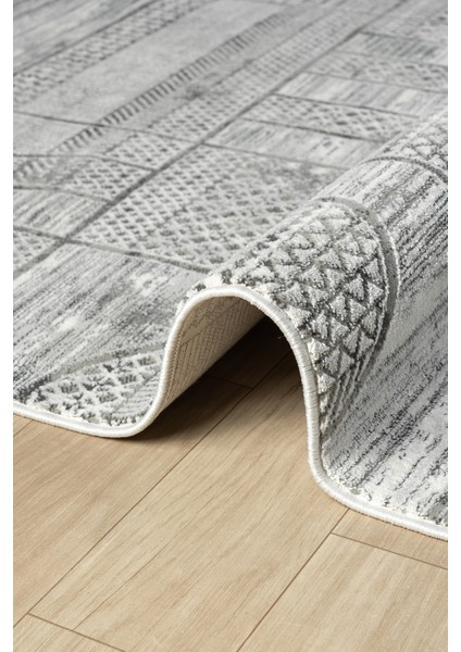 Hermes Krem Gri Salon Oturma Odası Çocuk Odası Yatak Odası Halısı Hm6015 100 x 200