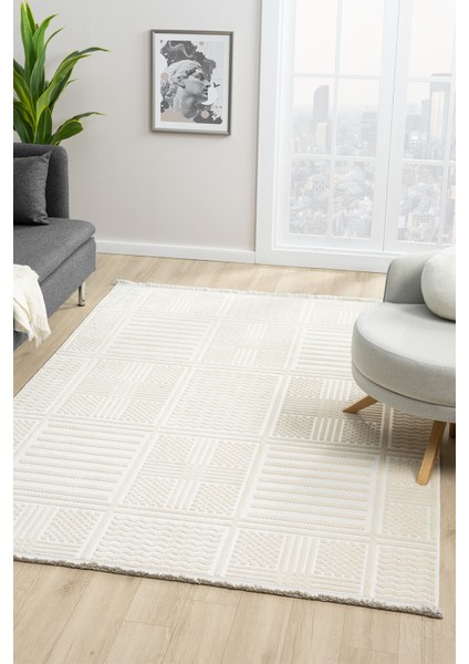 Harmoni Beyaz Salon Oturma Odası Çocuk Odası Yatak Odası Halısı Hrm204 100 x 200
