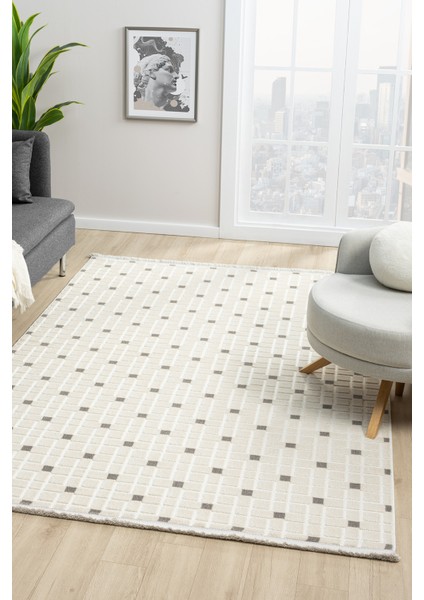 Harmoni Beyaz Gri Salon Oturma Odası Çocuk Odası Yatak Odası Halısı Hrm210 100 x 200