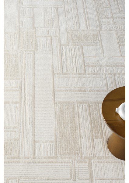 Maki Bej Salon Oturma Odası Çocuk Odası Yatak Odası Halısı Mk9007 120 x 180