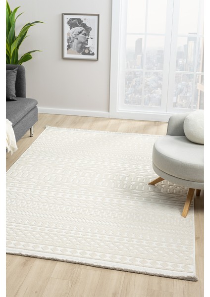 Harmoni Beyaz Salon Oturma Odası Çocuk Odası Yatak Odası Halısı Hrm209 80 x 300