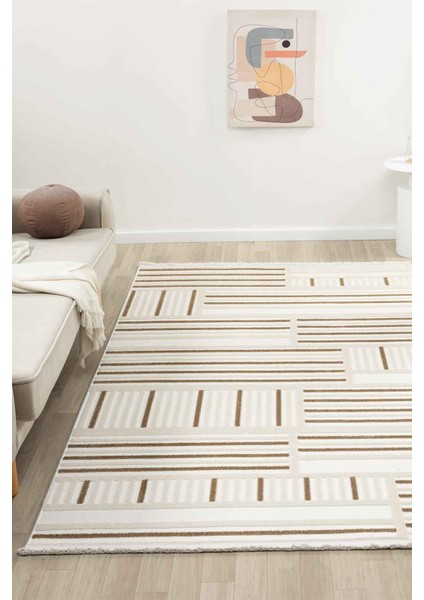 Harmoni Beyaz Kahve Salon Oturma Odası Çocuk Odası Yatak Odası Halısı Hrm213 120 x 180