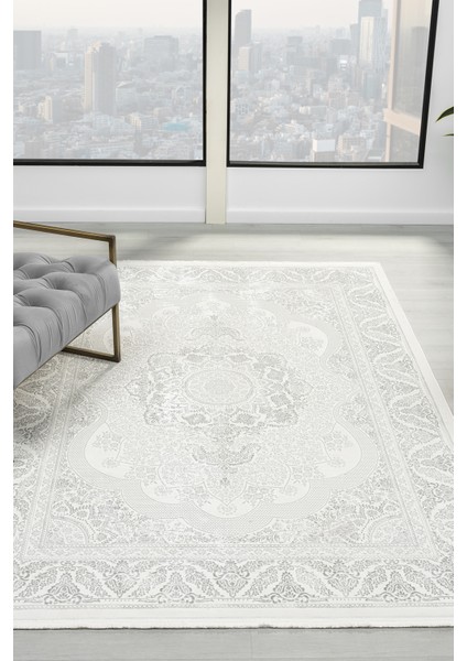 Motto Krem Gri Salon Oturma Odası Çocuk Odası Yatak Odası Halısı Mt1017 100 x 300