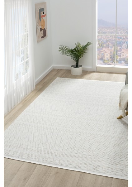 Motto Beyaz Bej Salon Oturma Odası Çocuk Odası Yatak Odası Halısı Mt1015 160 x 230