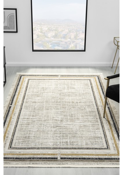 Hermes Krem Antrasit Salon Oturma Odası Çocuk Odası Yatak Odası Halısı Hm6006 100 x 200