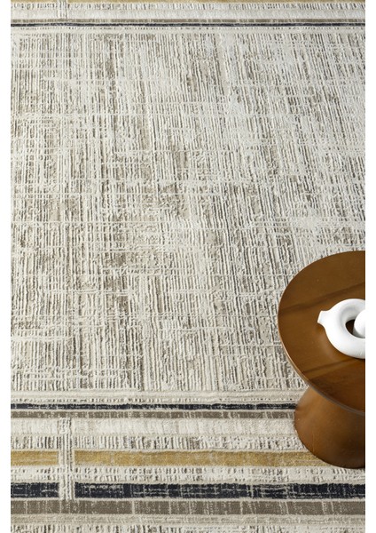 Hermes Krem Antrasit Salon Oturma Odası Çocuk Odası Yatak Odası Halısı Hm6006 100 x 200