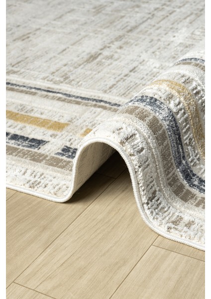 Hermes Krem Antrasit Salon Oturma Odası Çocuk Odası Yatak Odası Halısı Hm6006 100 x 200