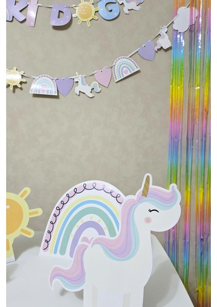 Gökkuşağı Unicorn Konsept Bannerlı Masa Üstü Pano Setli fırsatları