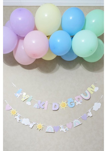 Gökkuşağı Unicorn Konsept Bannerlı Masa Üstü Pano Setli indirimleri