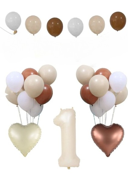 Retro Kalp Folyo Balon Doğum Günü Balon Parti Seti Süsü