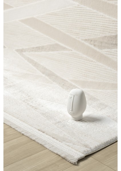 Maki Krem Salon Oturma Odası Çocuk Odası Yatak Odası Halısı Mk9006 100 x 200