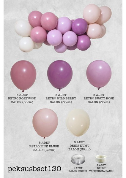 Retro Blush Pembe Parti Süsleme Balon Zinciri Seti fiyatları