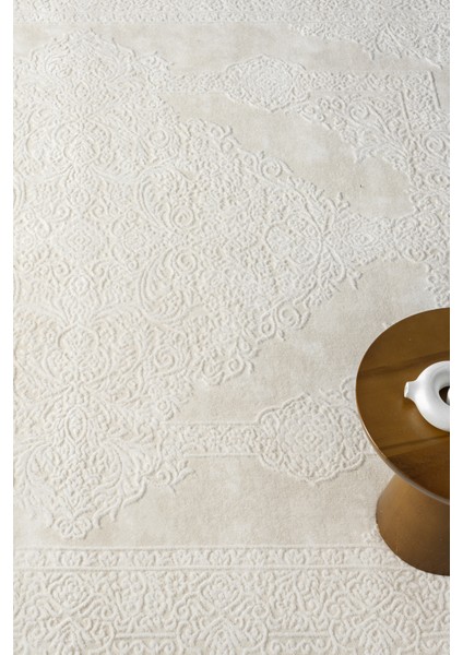 Maki Krem Salon Oturma Odası Çocuk Odası Yatak Odası Halısı Mk9003 100 x 200