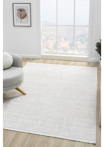 Maki Krem Salon Oturma Odası Çocuk Odası Yatak Odası Halısı Mk9009 120 x 180