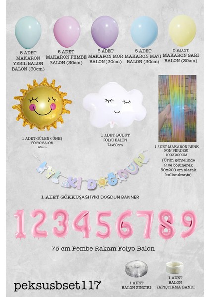 Gökkuşağı Konsept Pembe Yaş Balonu Parti Süeleme Seti Balon Zinciri Seti fiyatları