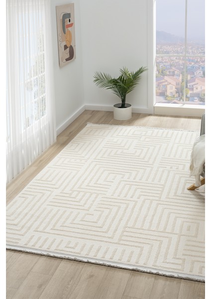 Ventura Beyaz Shaggy Yumuşak Post Peluş Salon Oturma Odası Halısı Vnt114 80 x 300