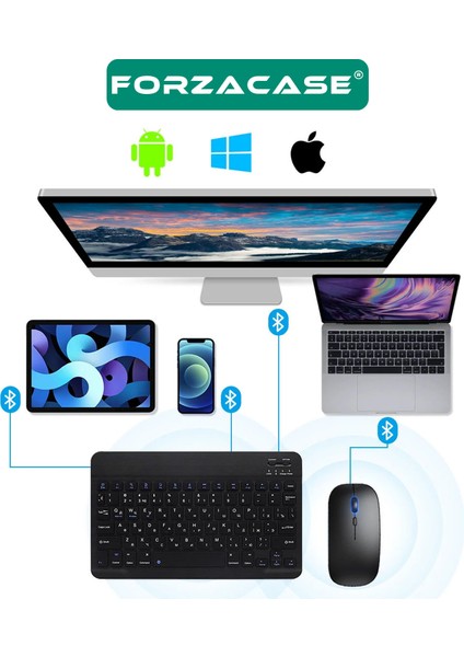 Samsung Galaxy Tab S10 Plus 12.4 X820 ile Uyumlu Bluetooth Kablosuz Klavye Mouse Set FC760 indirimleri