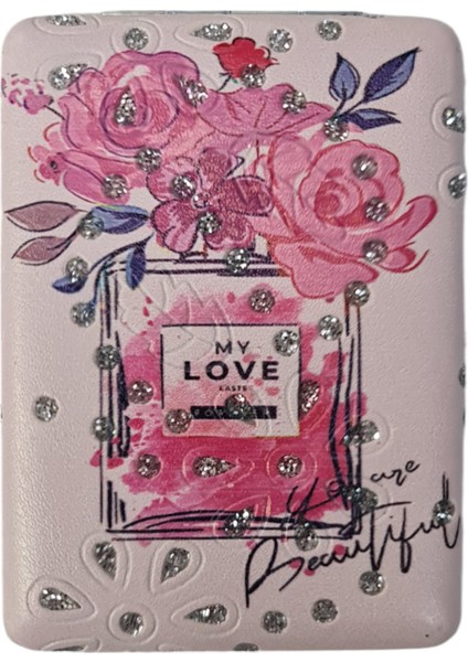 El Aynası - "beautiful Me" "love" Vs. Yazılı ve Taşlı Katlanır Makyaj Aynası