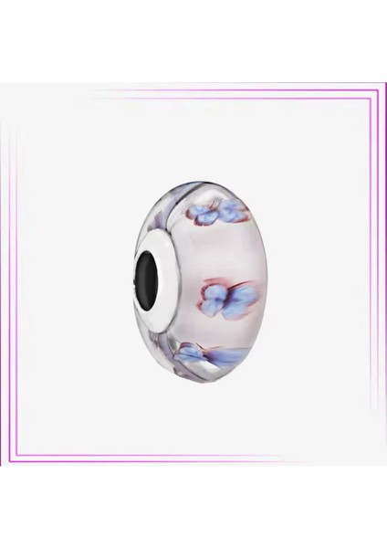 Kelebek Desenli Murano Cam Charm