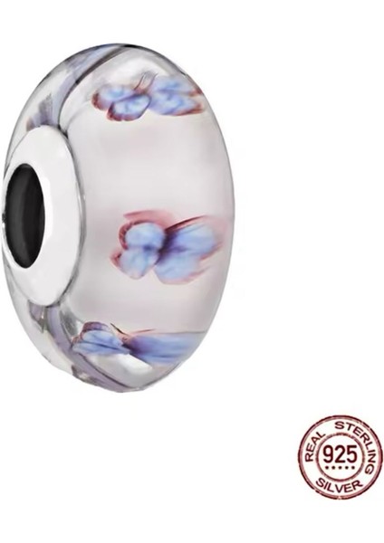 Kelebek Desenli Murano Cam Charm